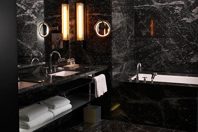 עיצוב חדר אמבטיה שחור - קישוטי קיר