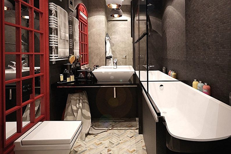 חדר אמבטיה שחור בסגנון מודרני - עיצוב פנים