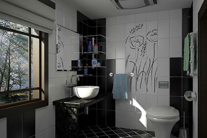 חדר אמבטיה שחור קטן - עיצוב פנים