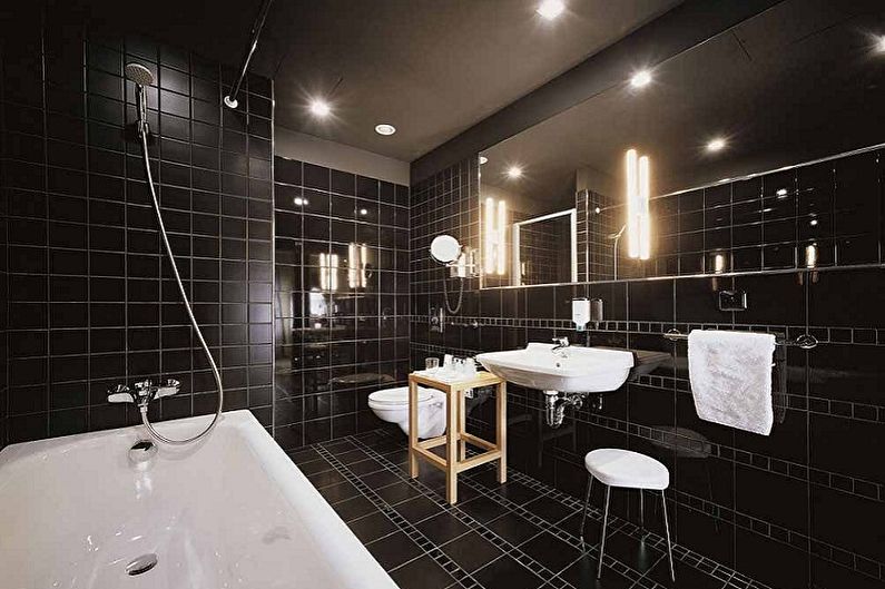 חדר אמבטיה שחור - צילום עיצוב פנים