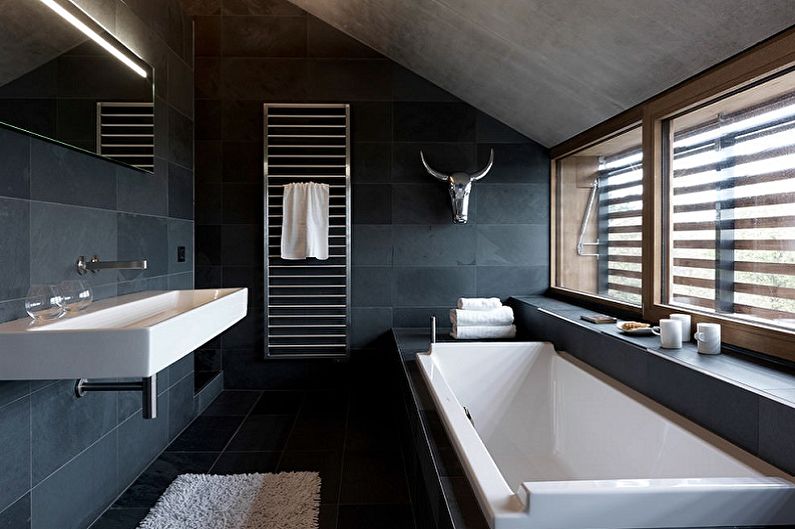 חדר אמבטיה שחור - צילום עיצוב פנים