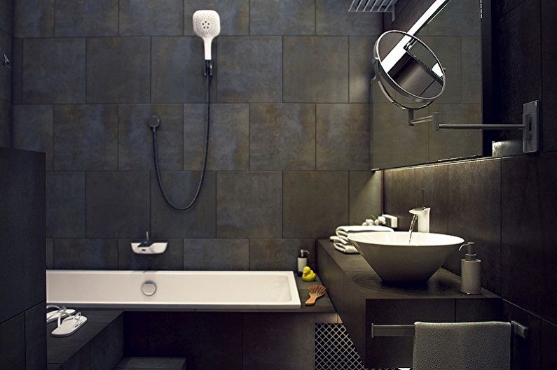 חדר אמבטיה בסגנון לופט שחור - עיצוב פנים