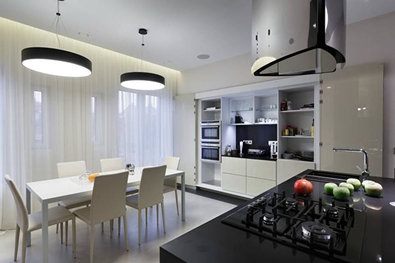 Svart -hvitt kjøkken i moderne stil - Interiørdesign