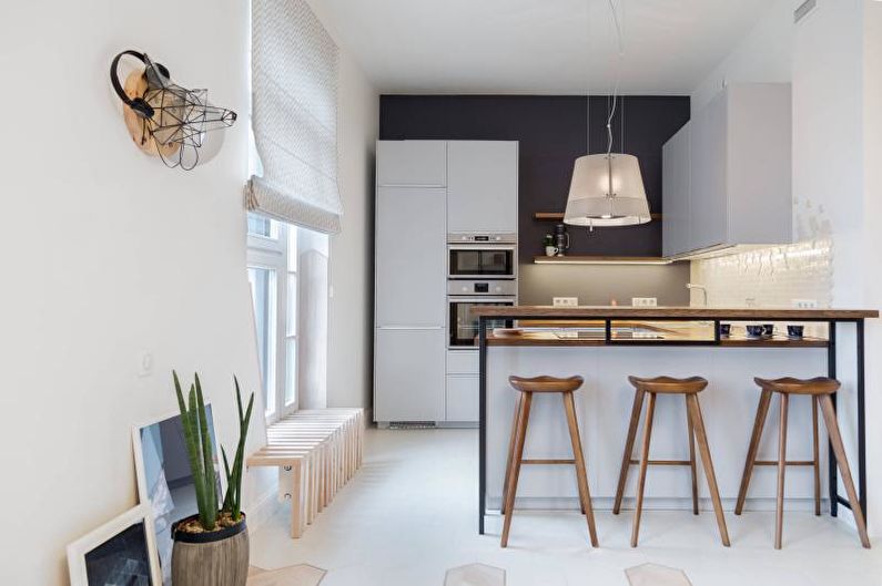 Čiernobiela kuchyňa v škandinávskom štýle - interiérový dizajn