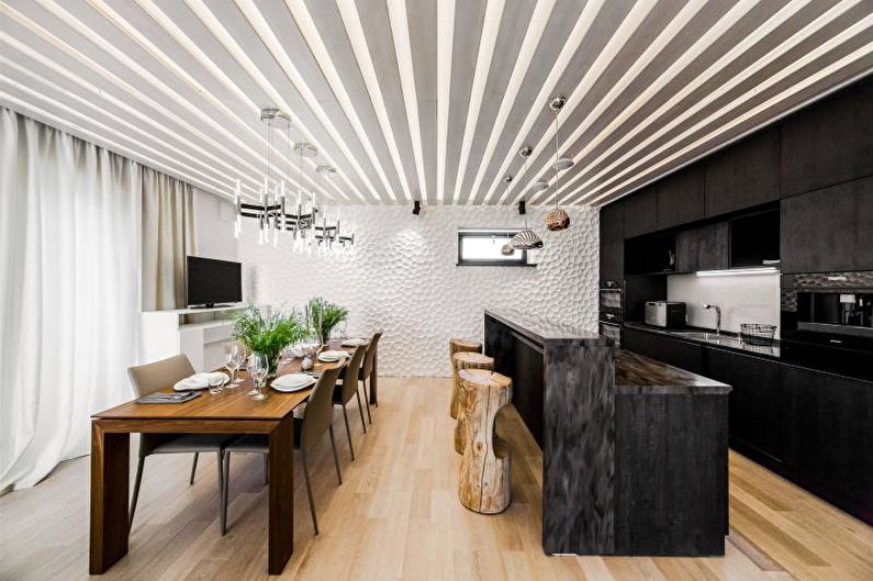 Μαύρο και άσπρο σχέδιο κουζίνας - Διακόσμηση τοίχου