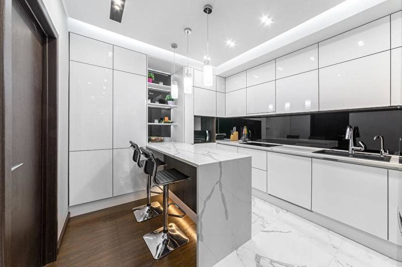 Cocina en blanco y negro en estilo moderno - Diseño de interiores