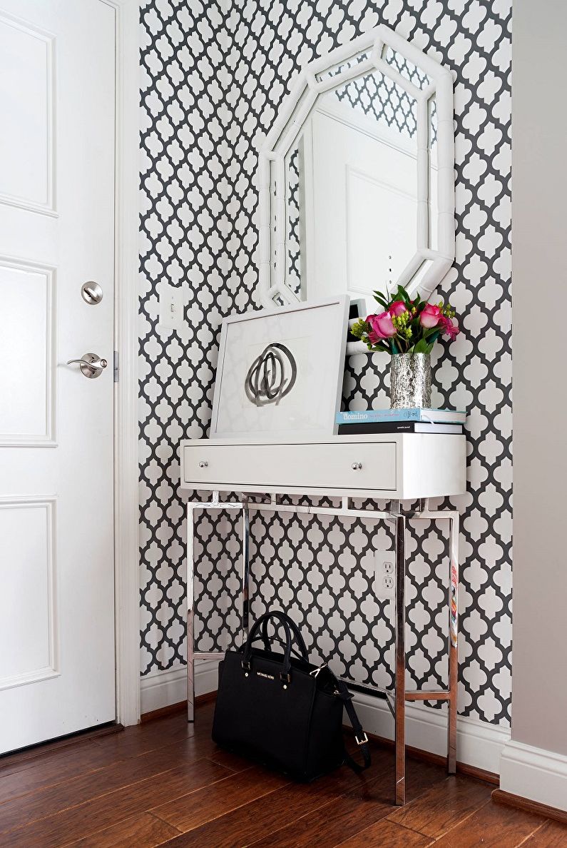 Čiernobiele tapety v interiéri chodby - Photo Design