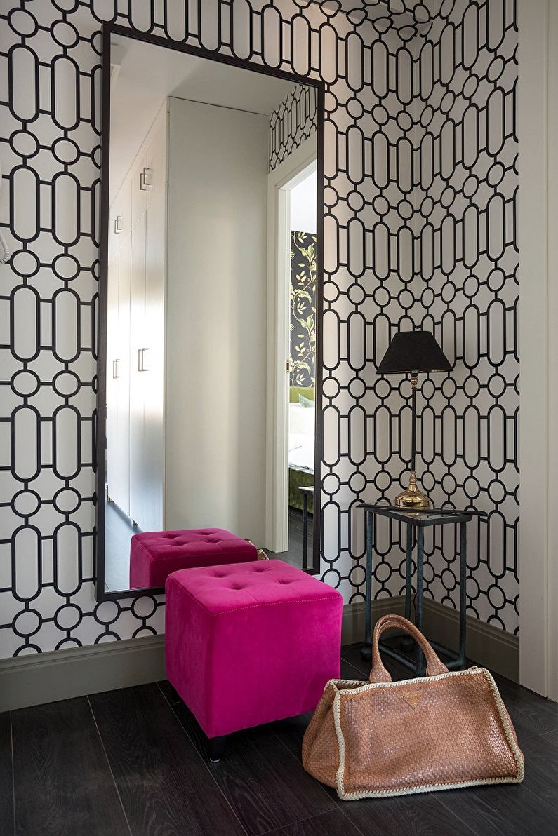 Čiernobiele tapety v interiéri chodby - Photo Design