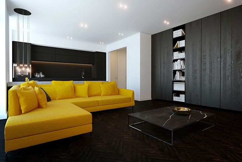 Svart og hvitt og gult - Kombinasjonen av farger i interiøret