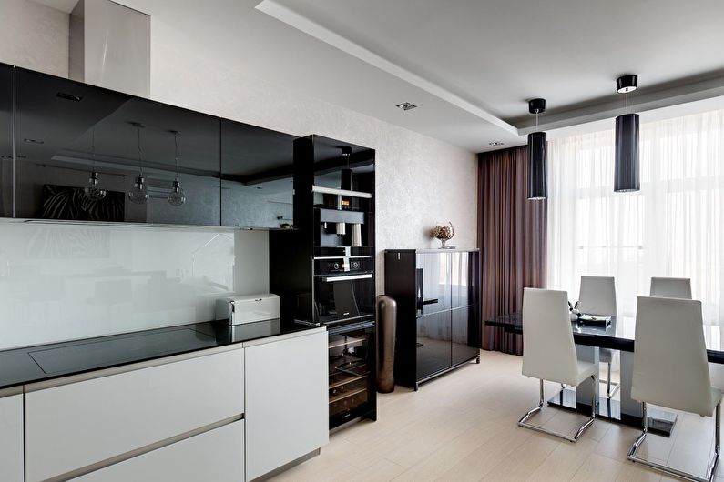 Design interior bucătărie în alb și negru - fotografie