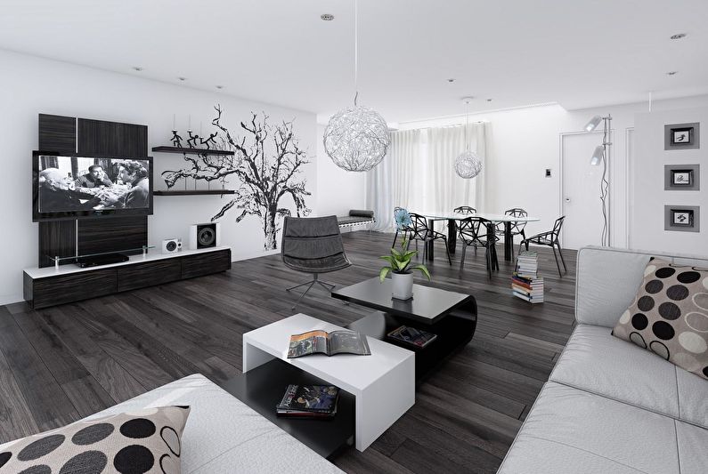 Møbler for svart -hvitt interiør