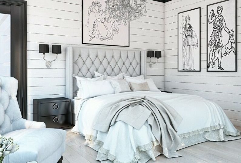 עיצוב פנים חדר שינה בשחור לבן - צילום