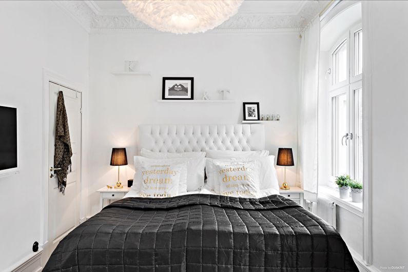 עיצוב פנים חדר שינה בשחור לבן - צילום