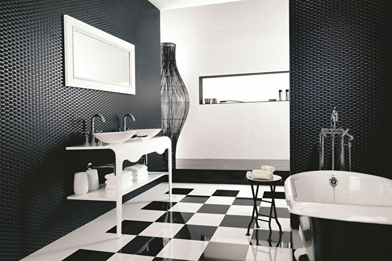 Projekt wnętrza łazienki w czerni i bieli - zdjęcie