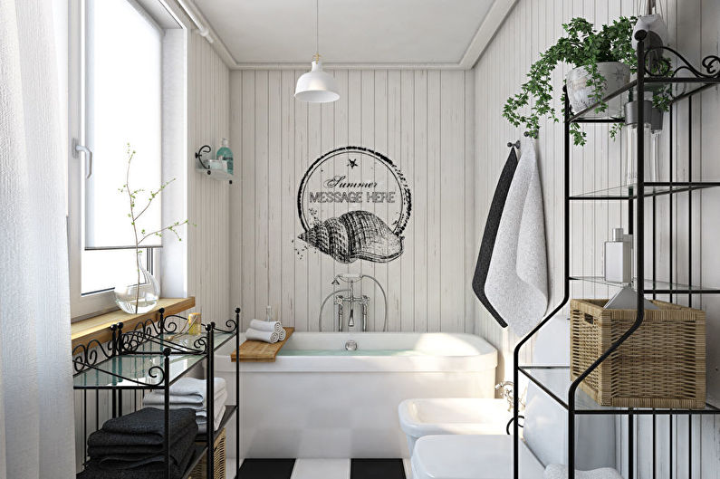 עיצוב פנים חדר אמבטיה בשחור לבן - צילום