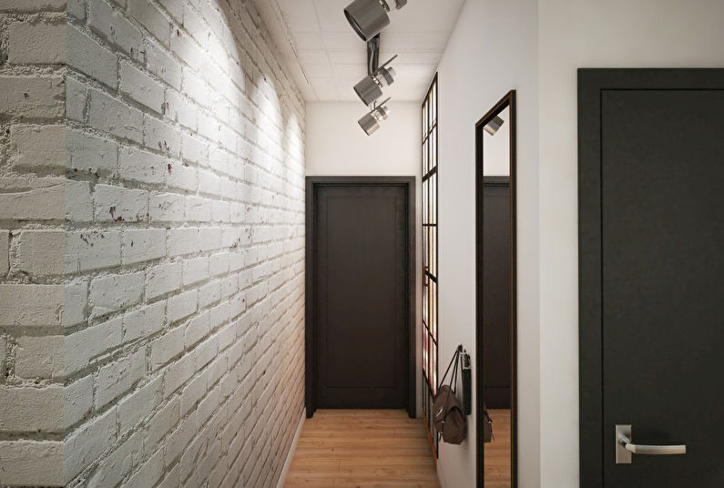 Εσωτερική διακόσμηση του διαδρόμου, διάδρομος σε ασπρόμαυρο - φωτογραφία