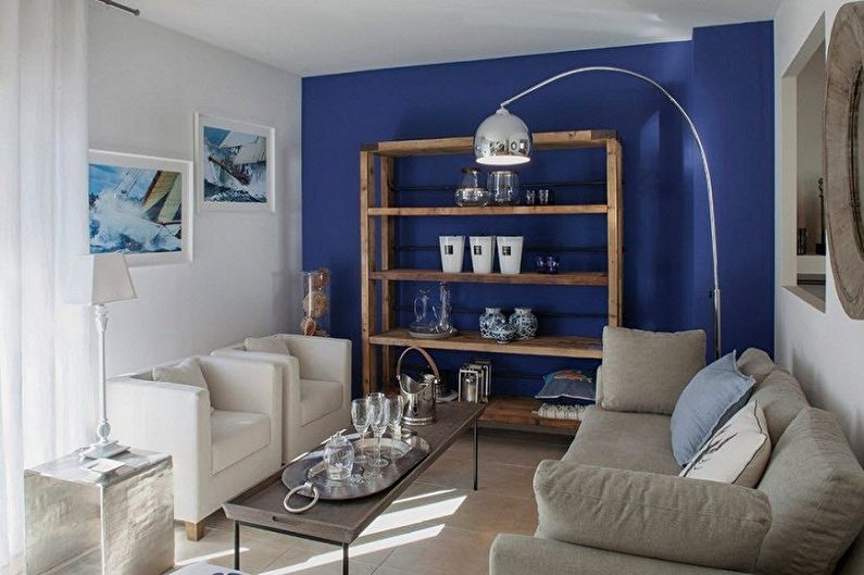 Papel de parede azul da sala de estar - cor do papel de parede da sala de estar