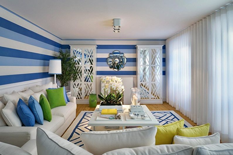 Modrá tapeta do obývačky - farba tapety do obývačky