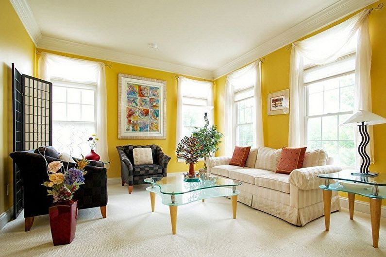 Żółta tapeta do salonu - Kolor tapety do salonu