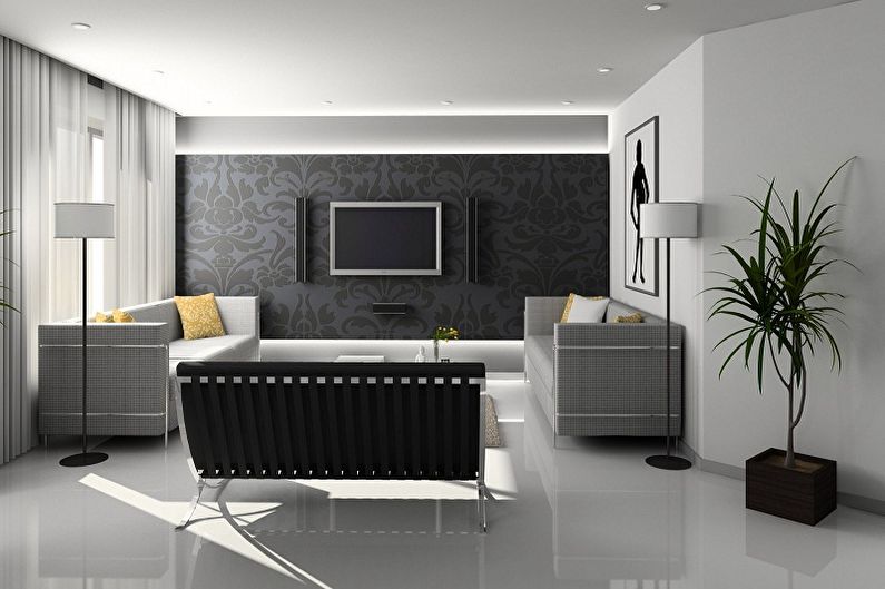 Papel de parede cinza da sala de estar - cor do papel de parede da sala de estar