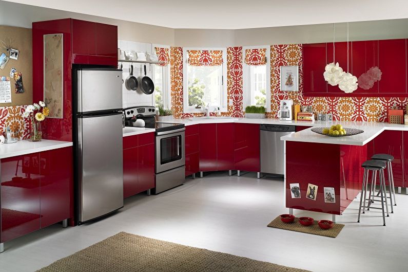 Papel pintado rojo para cocina - Color de papel pintado para cocina