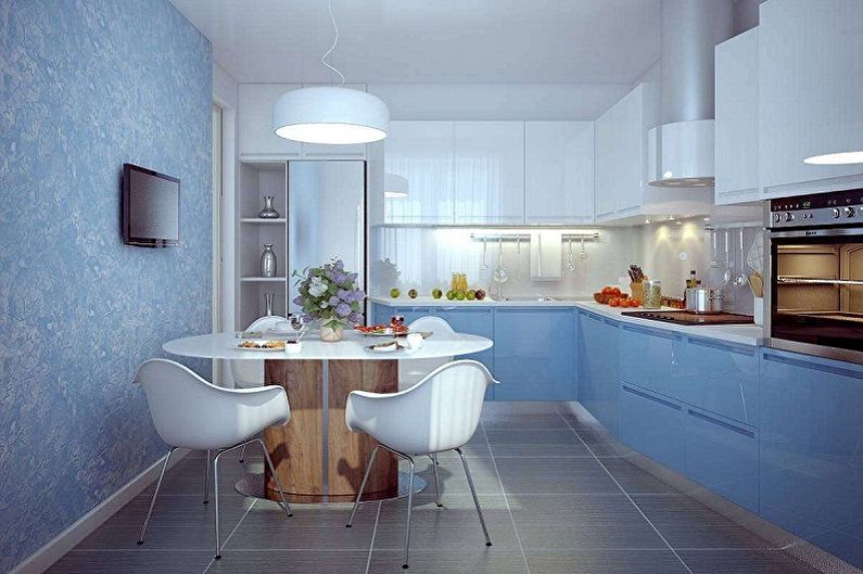 Niebieska tapeta do kuchni - kolor tapety do kuchni