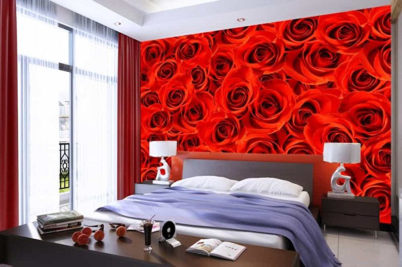 Papel de parede vermelho do quarto - cor do papel de parede do quarto
