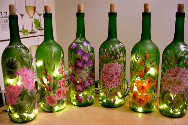 Decoração de garrafa DIY - coloração