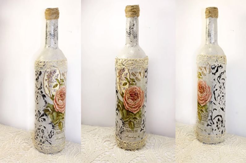 DIY dekor fľaše - Decoupage