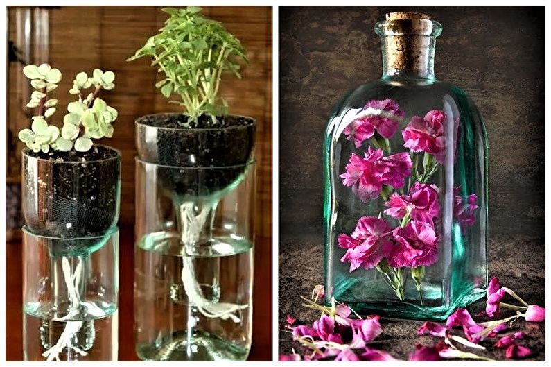 DIY dekor fľaše - kvetinový dekor