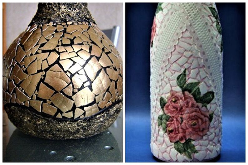 Decoração de garrafa faça você mesmo - decoração de casca de ovo