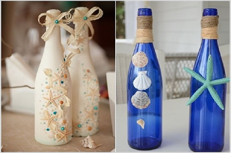 DIY dekor fľaše - škrupinový dekor