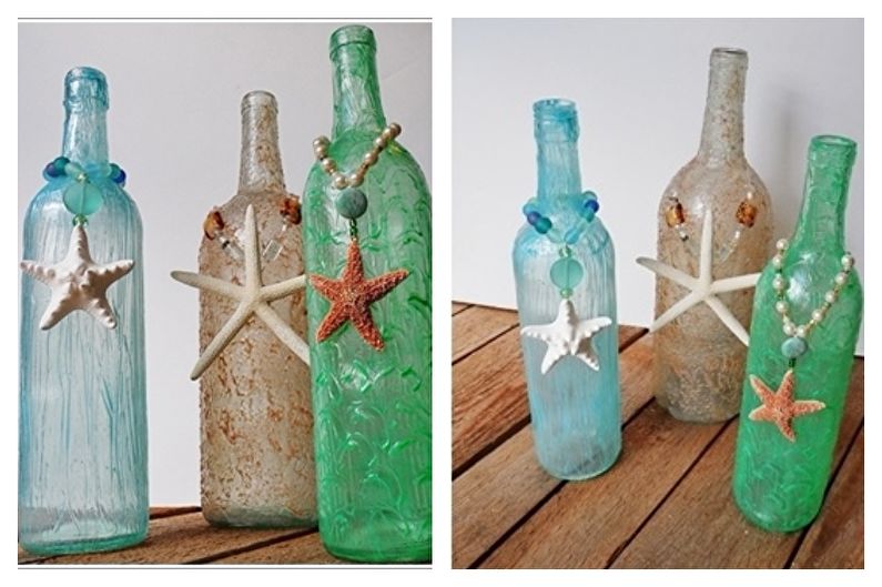 Decoração de garrafa faça você mesmo - decoração de concha