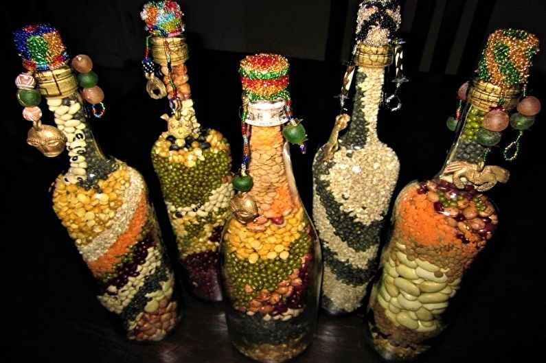 Decoração de garrafa faça você mesmo - decoração de cereais