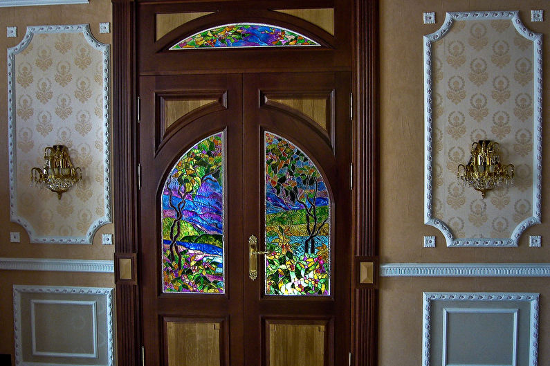 Decoração de porta antiga DIY - Vitral