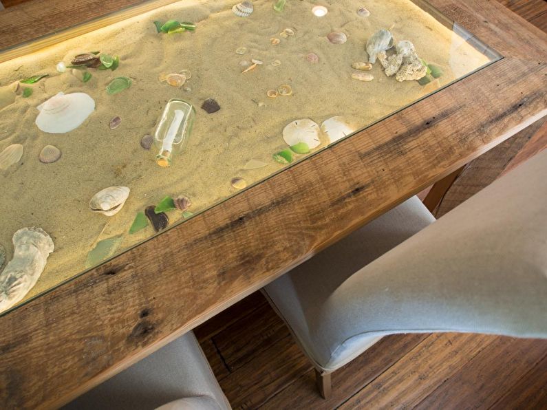 Decoração sob o vidro - decoração de mesa antiga faça você mesmo
