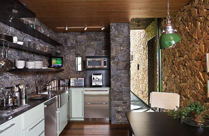 Kamień dekoracyjny we wnętrzu kuchni - zdjęcie