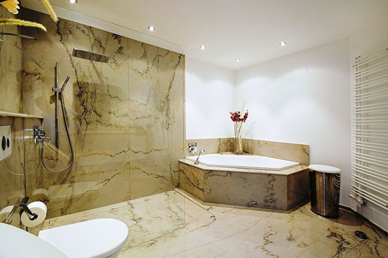 Dekoratívny kameň v interiéri kúpeľne