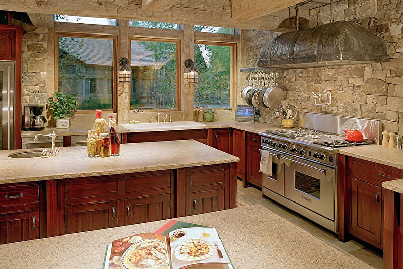 Dekoratívny kameň v interiéri kuchyne - foto