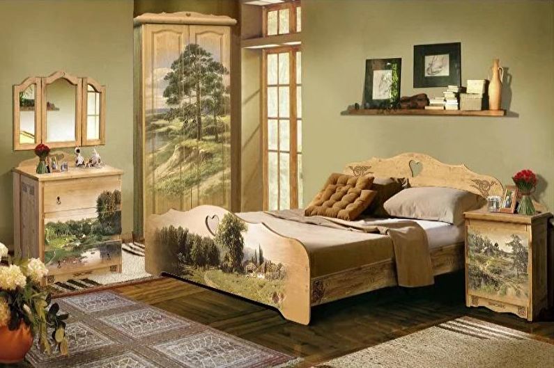 Decoupage av en seng - Decoupage av møbler med egne hender