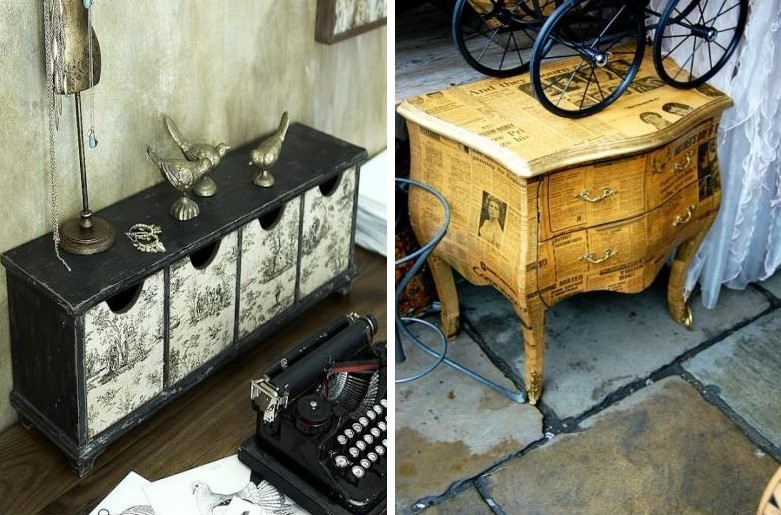 Decoupage møbler - vakre bilder og ideer