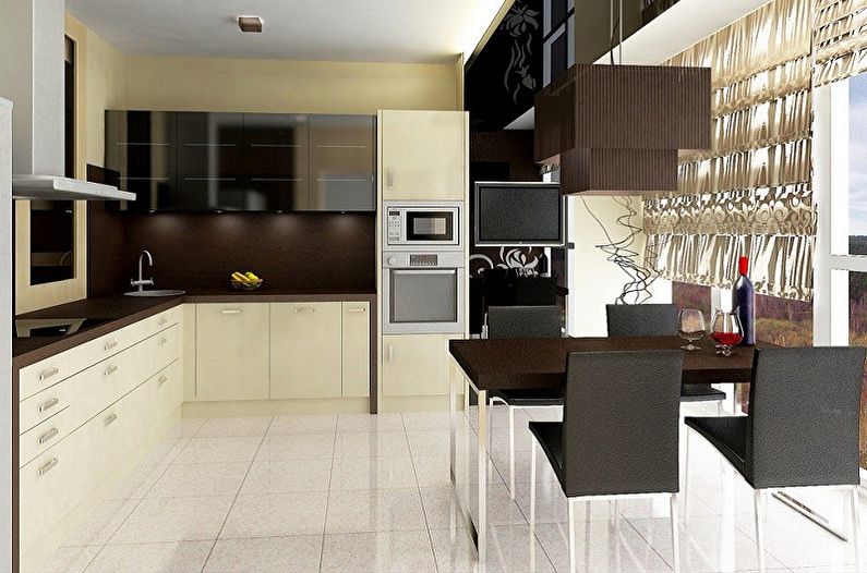 Moderne beige kjøkken - interiørdesign