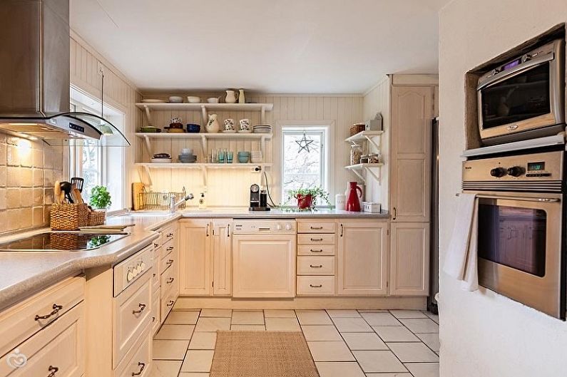 Beige kjøkken i skandinavisk stil - interiørdesign