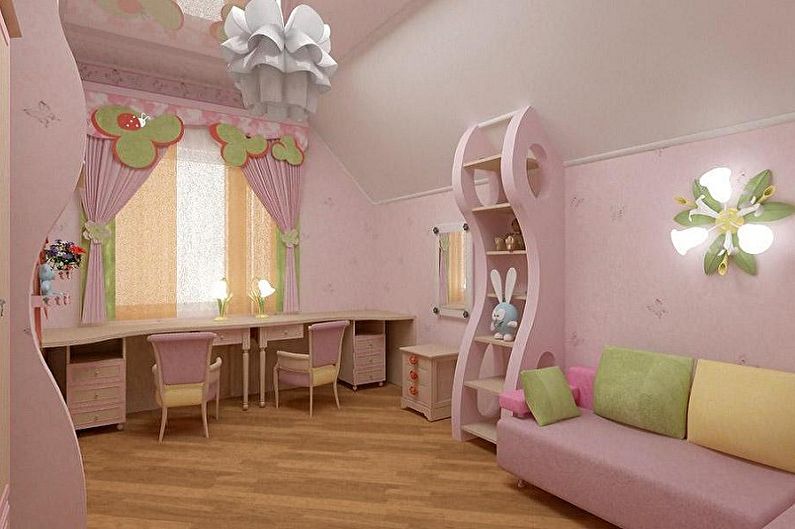 Proiectare cameră pentru copii pentru două fete - finisare podea