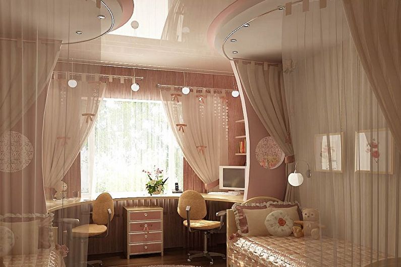 Design cameră copii pentru două fete - Decor de tavan
