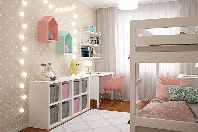 Design de cameră pentru copii pentru două fete - Alegerea unui stil interior