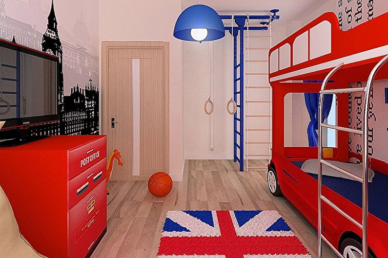 חדר ילדים לשני בנים בסגנון אנגלי - עיצוב פנים