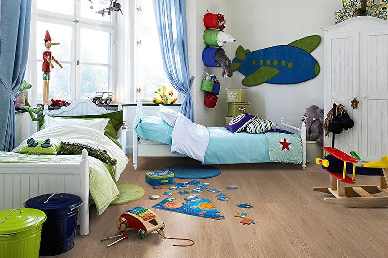 Εσωτερική διακόσμηση παιδικού δωματίου για δύο αγόρια - φωτογραφία