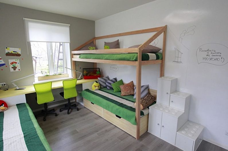 Návrh interiéru detskej izby pre chlapca a dievča - fotografia