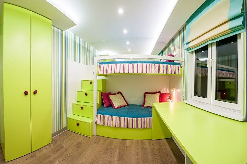 Návrh interiéru detskej izby pre chlapca a dievča - fotografia